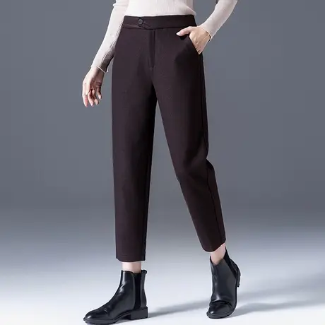 加厚毛呢裤女秋冬羊毛女裤冬季2024新款妈妈裤子冬休闲九分哈伦裤商品大图