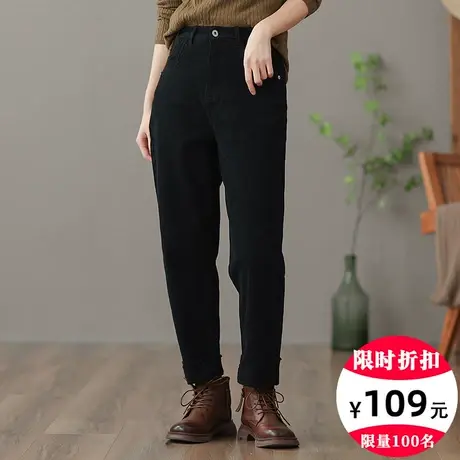 dza 高腰显瘦加绒直筒裤子女士冬季长裤休闲百搭宽松裤加厚阔腿裤图片