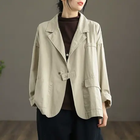 dza 休闲小西装外套女2022新款秋季上衣短款长袖宽松洋气女士西服图片