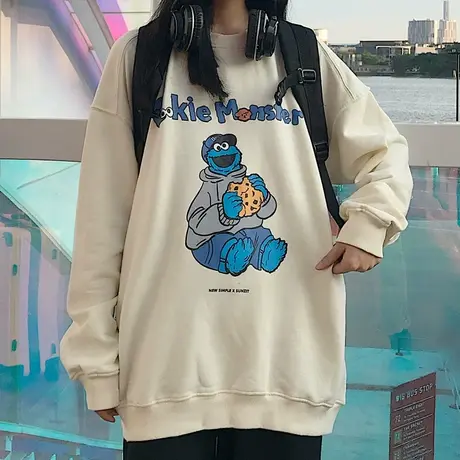 waitmore卫衣女2019新款潮ins秋冬韩版学生宽松百搭加绒加厚外套商品大图