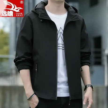 外套男士春秋季宽松连帽防风潮牌冲锋衣夹克衫休闲男装上衣服男款商品大图