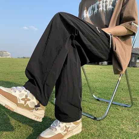 伞兵裤子男夏季薄款透气速干阔腿裤美式高街潮牌宽松直筒休闲长裤商品大图