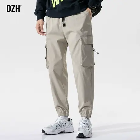 男士卡其色裤子秋季美式复古机能工装裤束脚运动裤2024新款休闲裤商品大图