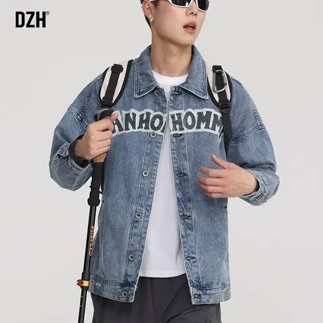 男士牛仔外套男秋季2023新款美式工装夹克潮牌青少年休闲翻领上衣商品大图