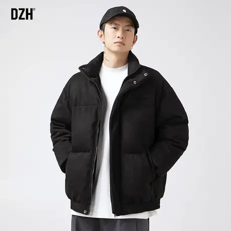 男士黑色麂皮绒棉服男冬季加厚潮牌男装2024新款休闲棉衣外套百搭商品大图