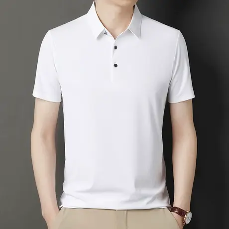 polo衫短袖男士2023夏季新款修身透气纯色半袖T恤翻领纯色夏装男商品大图