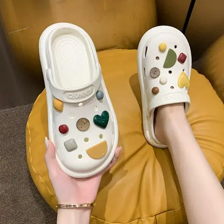 爆款拖鞋女夏季新款ins可爱配饰外穿沙滩凉鞋踩屎感防滑包头凉拖商品大图