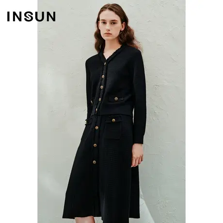 恩裳奥莱2023春季华夫格小香风开衫针织衫商品大图