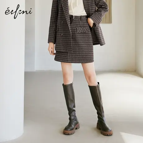 【商场同款】伊芙丽设计感小众半身裙女2021冬季新款高腰百搭裙子图片