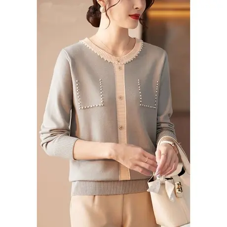 伊自尚2023年新款女装时尚大码胖mm宽松显瘦设计感针织打底衫上衣图片