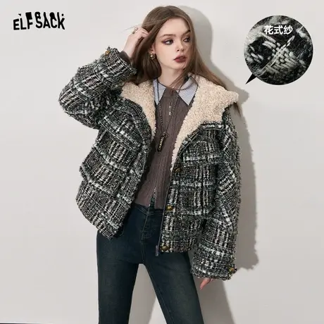 【昕怡粉丝专享】妖精的口袋粗花呢小香风外套女2023冬季新款商品大图