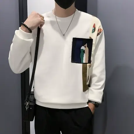 2023秋季设计感痞帅个性拼接百搭卫衣休闲潮流长袖上衣t恤外套商品大图