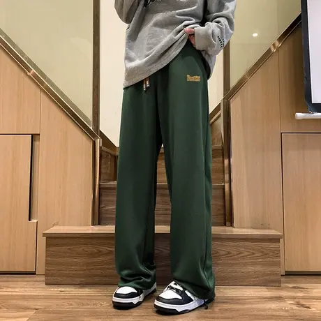 潮牌休闲裤子男春秋季直筒宽松运动美式高街复古卫裤阔腿拖地长裤商品大图
