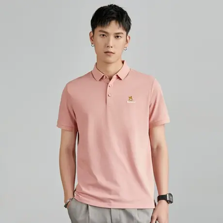 冰丝珠地翻领刺绣短袖polo衫男潮牌休闲t恤夏季新款男士带领上衣商品大图