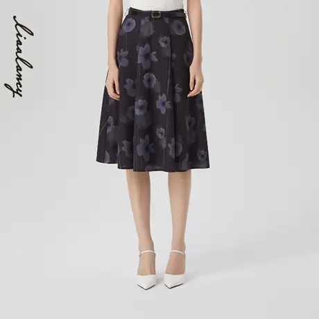 LANCY/朗姿春季新款高腰印花半身裙子女设计感通勤法式图片