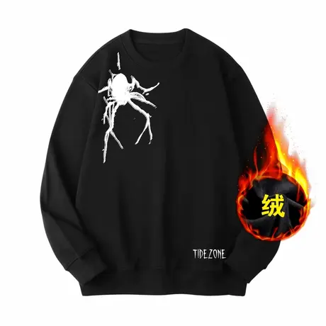 Ohlyah字母蜘蛛卫衣男秋冬美式宽松加绒加厚青少年潮牌中性款外套图片