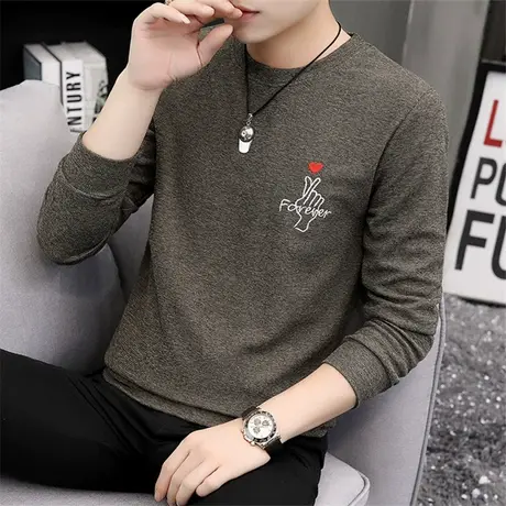 长袖T恤男2023春季保暖男装上衣服加绒加厚体恤个性秋衣打底小衫商品大图