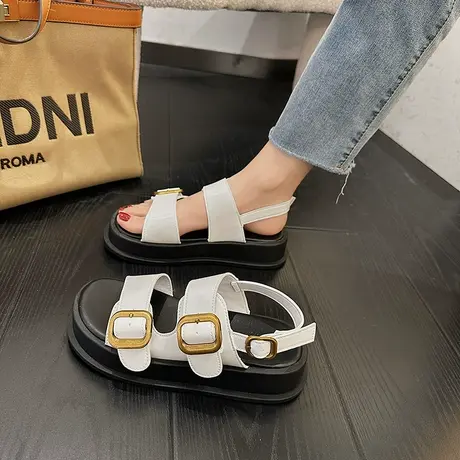 罗马凉鞋女2024年夏季新款百搭黑色厚底女鞋爆款运动休闲沙滩鞋子商品大图