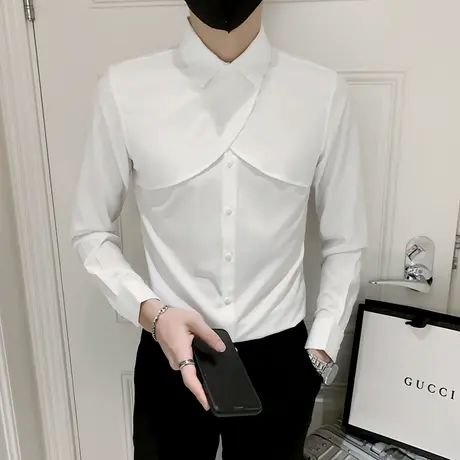 设计感个性长袖衬衫男士潮牌百搭寸衫ins韩版帅气春秋季洋气衬衣商品大图