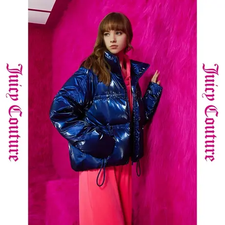 Juicy Couture橘滋2023新款上衣外套五彩斑斓黑绣标亮面女羽绒服图片