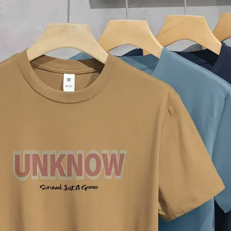 美式230g重磅纯棉短袖t恤男夏季宽松全棉半袖体恤圆领打底衫潮流商品大图