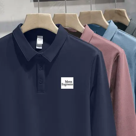 翻领t恤男polo衫长袖商务休闲秋季保罗有领上衣服针织带领打底衫商品大图