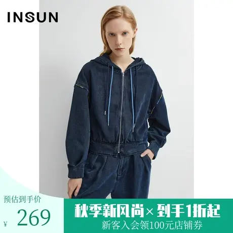 恩裳女装春款时尚休闲舒适棉质个性抽绳设计卫衣外套图片