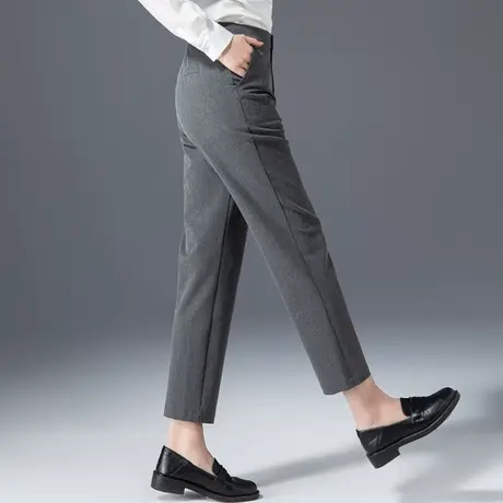 灰色西装裤烟管裤女2023新款春秋女裤小个子休闲烟筒裤九分直筒裤商品大图
