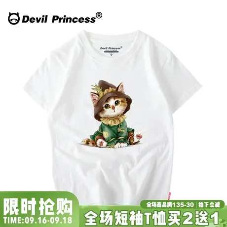 学院少女风卡通简约白色纯棉宽松t恤女学生韩版chic短袖女闺蜜装图片