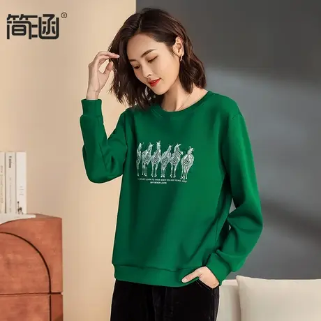 大码女装春装新款新款简涵高端轻奢卫衣上衣胖mm显瘦遮肚子图片