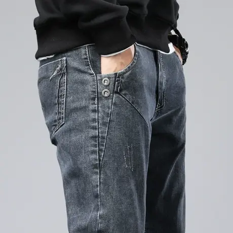 秋季男裤子秋装高端牛仔裤男士弹力休闲长裤修身小脚韩版潮流百搭商品大图