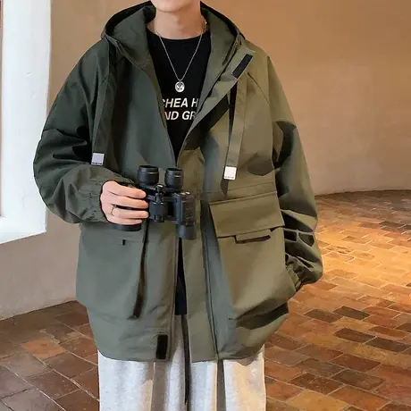 山系冲锋衣外套男春秋季新款潮牌连帽工装夹克男休闲登山防风衣服图片