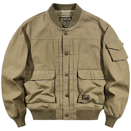 VIP秋季2023新款飞行员夹克男大码纯棉工装外套复古chic棒球服潮商品大图