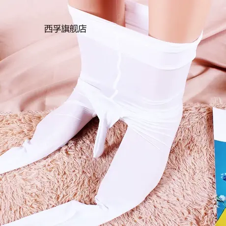 男士油亮九分丝滑连裤袜夏薄款油光紧身打底袜闪光JJ套伪娘丝袜黑商品大图