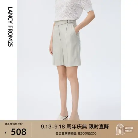 朗姿法式通勤休闲高腰直筒短裤子女夏季新款职业显瘦西装裤正装裤商品大图