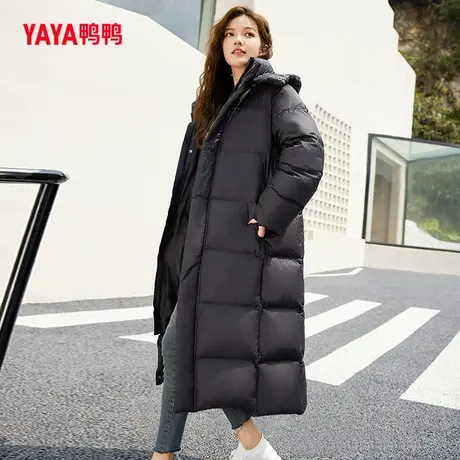 鸭鸭情侣款羽绒服2023年冬季新品男女同款过膝长款连帽加厚外套Y图片