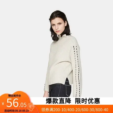 【断码L】艾格冬季女装韩版时尚百搭纯色长袖高领针织衫Y586商品大图