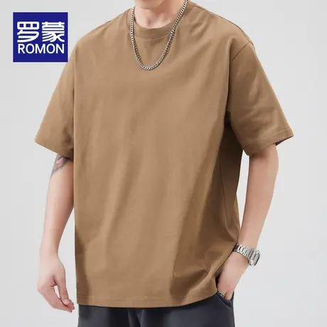 罗蒙男生短袖t恤潮牌夏天宽松夏季纯棉2023新款打底衫上衣服体恤图片