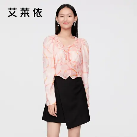 艾莱依短外套女2022年夏季时尚气质高级感法式复古长袖衬衣上衣图片