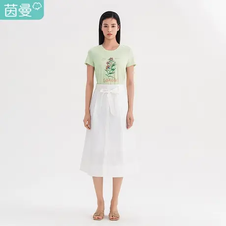 【商场同款】茵曼2023特价清仓印花蝴蝶字母清新复古休闲短袖T恤图片