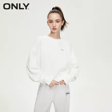 ONLY2023冬季新款时尚休闲宽松螺纹短款长袖圆领卫衣女|12339S030商品大图