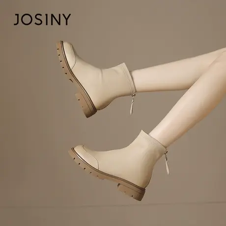 Josiny/卓诗尼时装靴2024秋冬新款休闲瘦瘦靴短筒低跟切尔西女靴商品大图