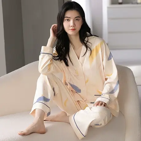 南极人睡衣女春秋款纯棉小香风长袖长裤可外穿家居服套装网红风秋图片