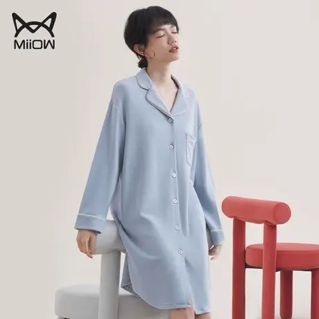 猫人长袖睡裙女冬款2022年新款睡衣秋冬中长款连衣裙带胸垫家居服图片