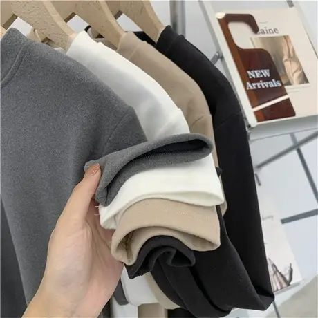 双面德绒半高领打底衫女春秋冬内搭加绒加厚2023女士保暖上衣洋气商品大图