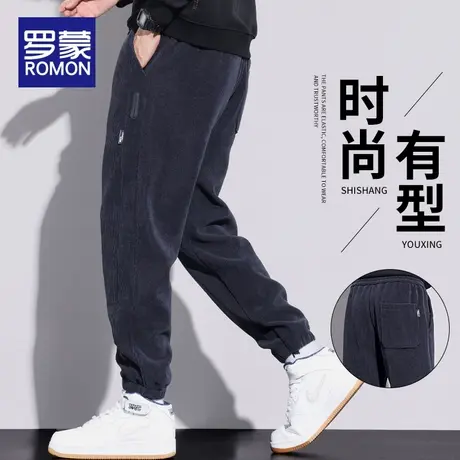 罗蒙灯芯绒休闲裤男士宽松束脚工装哈伦裤2023春秋款运动长裤子男商品大图