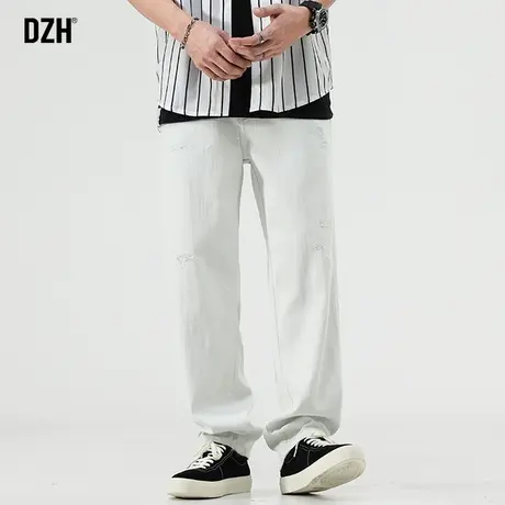 男士白色牛仔裤男宽松直筒痞帅高级感裤子美式高街休闲男裤春夏款商品大图