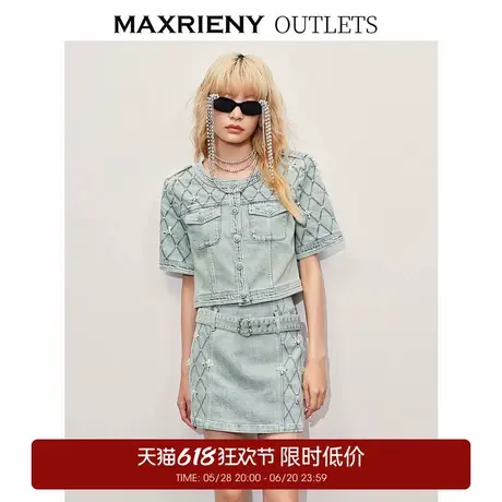 【奥莱】MAXRIENY精致休闲直身短款菱格外套商品大图