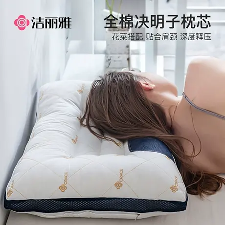 洁丽雅全棉决明子枕头单人荞麦皮护颈椎枕双人枕芯一对装成人家用商品大图