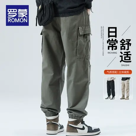 罗蒙春秋季多口袋工装裤男美式2025新款休闲裤纯棉束脚运动长裤子商品大图